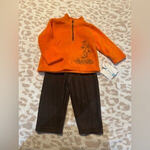 Disney Orange Tigger Fleece Top and Brown Pants Set Size 3-6 months NWT